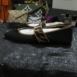 BOGO MIA Madeline Woven Zebra stripe strap Ballet flat driving moccasin size 9